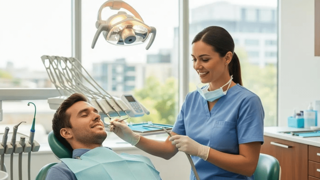 Patient receiving oral conscious sedation for anxiety-free dental treatment at Silverado Dental Care.
