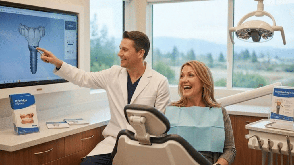 Hybridge dental implants in Napa provide a permanent solution for missing teeth and full smile restoration.